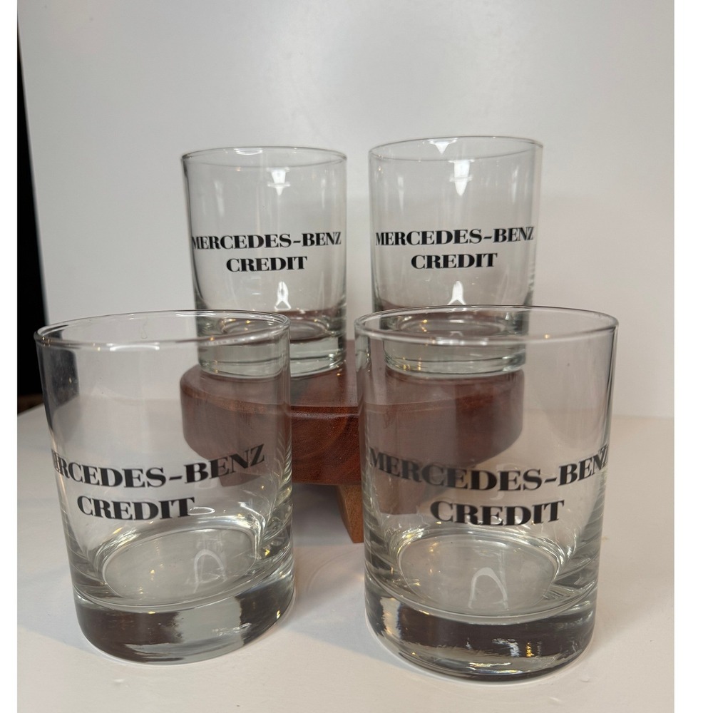 Vintage Mercedes Benz Credit Rocks Glasses Set of 4‎ Promotional Barware